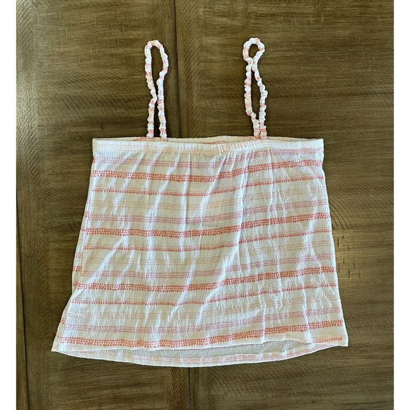 Roudelain Womens Spaghetti Strap Tank Top Pink And White Striped Size Medium NEW - Picture 11 of 12